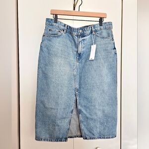 Mango Women's Light Blue Denim Midi Skirt